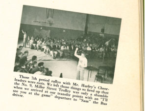 A 1953 Seattle Prep cheer assembly.