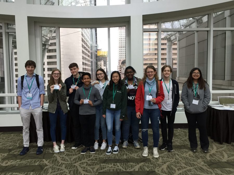 Members+of+The+Panther+staff+gather+at+the+JEA+National+Convention.+Three+Panther+editors+received+Honorable+Mention+awards+in+Write-Off+Contests.